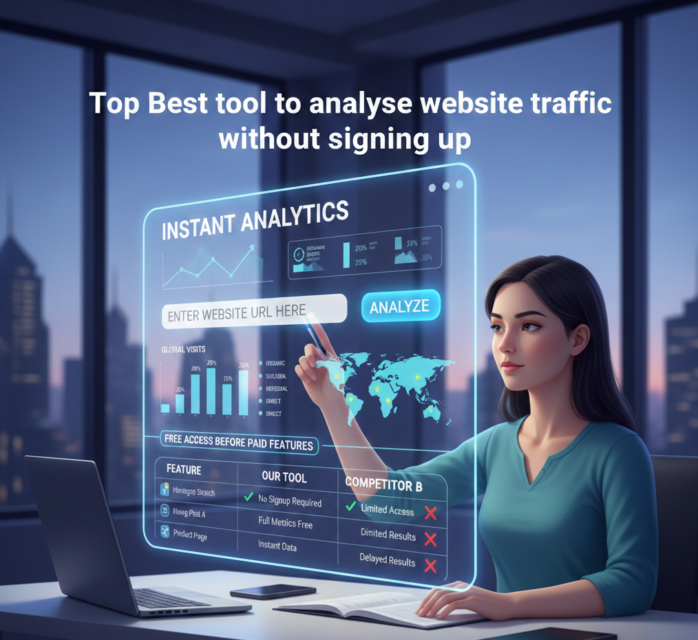 Top Best tool to analyse website traffic without signing up